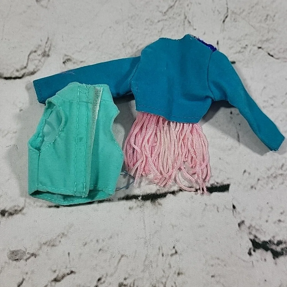 Vintage 80's Barbie Clothes Velvet Tops Western‎ Fringe Denim Jean Skirts Mattel